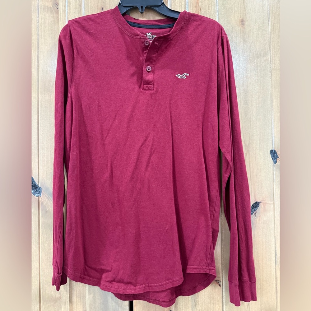 Hollister Burgundy Cotton Henley Top